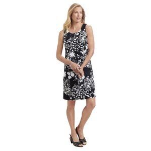 NorthStyle Midnight Floral Sheath Dress in Black and White - Size‎ 14